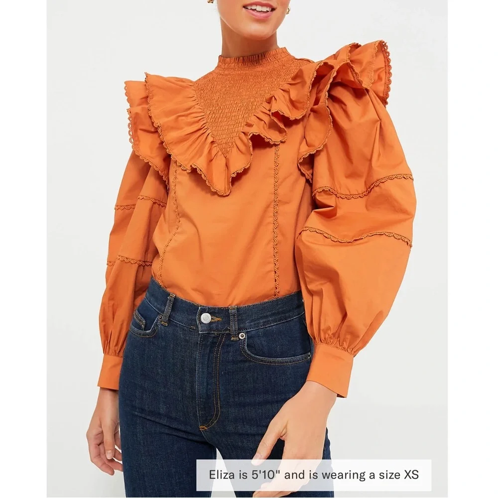 HYACINTH HOUSE Persimmon Ruffle Parker Blouse